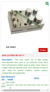 Disc Cutter <b>Set</b> of 11 GS 589V Jewelry Tools for <b>Jewellery</b> Tools - Product Image 2