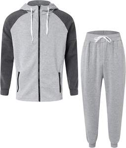 ชุดวอร์มเล่นฟิตเนส2ชิ้นผ้าฟลีซโพลีเอสเตอร์/ ผ้าฝ้ายระบายอากาศได้ดีกันฝุ่นสำหรับผู้ชายกำหนดโลโก้ได้เอง - Product Image 6