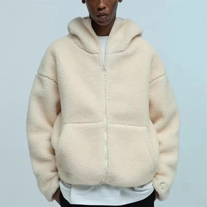 Autumn Winter Men's <b>Wool</b> Jacket Sherpa Fleece Long Regular Sleeves Embroidered Design Customizable Wholesale Adjustable Regular - Product Image 6