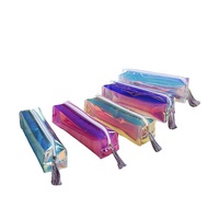 Vente en gros de papeterie promotionnelle personnalisée Trousse à crayons transparente et étanche en PVC Sac laser en plastique