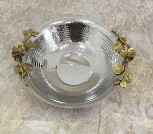 Frutero de Metal de diseño martillado, pulido brillante cuenco redondo para servir, vajilla para el hogar y el Hotel, cuencos para comida y aperitivos - Product Image 1