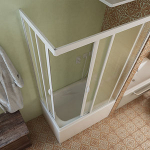 Box Doccia Angolare Forte Forte in PVC con Vetro Acrilico, Finitura Spazzolata, Anti-Calcare, per Uso Domestico - Product Image 2
