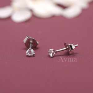 IGI Certified Lab Grown Diamond Round Solitaire Stud <b>Earrings</b> 9K White / Yellow & Rose Gold Minimalist Tiny Diamond <b>Earrings</b> - Product Image 3