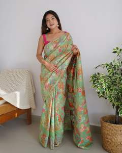 Lo último del diseñador Beautiful Rich Pallu Jacquard Work Sari Seda de alta calidad para adultos Estilo étnico elegante Ocasiones especiales - Product Image 2