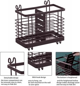 Porte-ustensiles égouttoir et organisateur suspendu support à couverts en métal pour panier de rangement de couverts de cuisine Caddy porte-couverts - Product Image 4