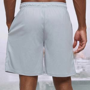 Pantalones cortos para correr de fitness sólidos con patrón geométrico para hombre con bolsillo con cremallera y cordón en la cintura, pantalones cortos de entrenamiento de gimnasio al por mayor - Product Image 2