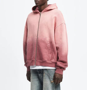 Sweat à capuche zippé et surdimensionné pour homme, poids lourd 100% coton, personnalisable, délavé au soleil, style streetwear délavé à l'acide pour l'hiver - Product Image 2