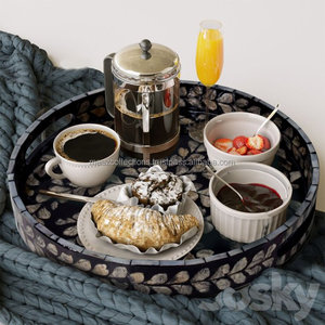 Plateau de service en bois MDF de haute qualité fait à la main avec incrustation de nacre taille personnalisée pour un usage domestique à des fins décoratives directement en Inde - Product Image 1