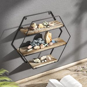 Wood and Metal Wall Mounted <b>Wire</b> Shelving for Kitchen Bathroom Living Room-Decorative Wall <b>Shelves</b> - Product Image 6