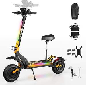 Nuevo Scooter Eléctrico Más Vendido para Adultos, 5000W, Motores Duales, Velocidad Máxima 75 km/h, 60V/21Ah, 88 km de Autonomía, Neumáticos Todoterreno, Plegable con Asiento - Product Image 2