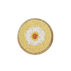 Posavasos bordados con cuentas redondas con trabajo de cuentas de semillas tradicionales Posavasos de bebidas bordados con cuentas de semillas Bohemias de MD Handicrafts - Product Image 5