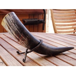 Authentic Eco-Friendly Viking Drinking Horn with Stand Animal Religious Style Beer <b>Mug</b> for Party and Gift - Product Image 3