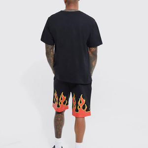 Pantalones Cortos de Felpa Francesa de Alta Calidad para Hombre, con Cordón de Lujo, Diseño de Moda, Impresión Personalizada DTG, Estilo Deportivo con Llamas - Product Image 2