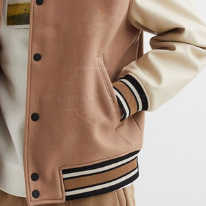 เสื้อแจ็กเก็ตผู้ชาย,เสื้อแจ็กเก็ต Letterman ผ้าขนสัตว์สีพื้นนุ่ม100% - Product Image 4