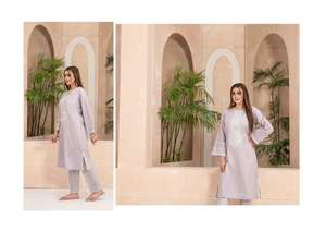 Shalwar Kameez pakistanais élégant et prêt-à-porter pour l'été, taille plus, taille naturelle, imprimé floral, tissu en coton de haute qualité - Product Image 4