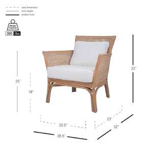 Fauteuil contemporain raffiné en rotin à dossier haut avec coussin pour une détente luxueuse dans le salon et la chambre à coucher - Product Image 6