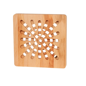 Square Beech Wood Trivet 19.5 cm, Vented Hot Pot Holder, Kitchen <b>Table</b> <b>Protector</b>, Custom Logo OEM - Product Image 1
