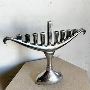 Candelabro Menorá de 9 Brazos, Decoración de Interiores para el Hogar, Aluminio Hecho a Mano, Arte Moderno, Portátil, Ligero, para Hanukkah, Navidad - Product Image 6