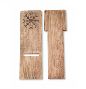 Chaise Viking Portable Personnalisée - Tabouret Pliant en Bois Détachable avec Symbole de Rune Aegishjalmur Sculpté Chaise de Camping Nordique - Product Image 3