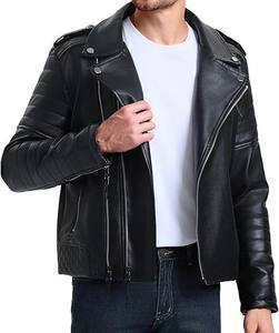 Veste bomber vintage à col montant et à capuche en cuir de poisson véritable, longueur régulière, hiver, épaules tombantes, fermeture éclair pour hommes - Product Image 1