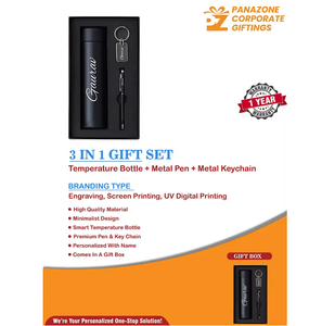 3 In 1 Gift Set Temperature Bottle Metal Pen Metal Keychain Perfect For Office Travel School And Everyday Use Stylish Practical - Product Image 2