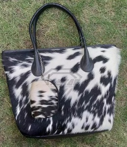 Sac en cuir véritable en cuir de vachette véritable avec logo personnalisé blanc et noir fermeture à glissière portable imperméable pour l'automne et l'été sac en cuir - Product Image 5