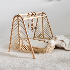 Premium Rattan <b>Play</b> Gym for Baby Playing Natural Activity Babygym Playgym <b>Frame</b> With Hanging Toys for Kids - Product Image 1