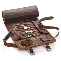 Kit de herramientas para viaje, herramientas profesionales multifunción hechas a mano, cuero genuino, venta al por mayor
