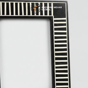 Handcrafted <b>Black</b> Bone Inlay <b>Photo</b> <b>Frame</b> Elegant Striped Mosaic Design for Home Decor - Product Image 3