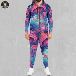 Survêtements de sport de sublimation unis 100% coton, respirant et ajusté, survêtements de sport ajustés, nouveau design à la mode pour hommes, au prix de gros - Product Image 1