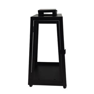 Lanterne carrée en verre et acier inoxydable avec poignée de couleur noir et argent, nouveau Design pour la décoration de noël et de jardin - Product Image 4