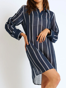 Vestido de verano con cuello alto y manga larga, ropa de moda, Vintage, transparente, para cubrir Bikini - Product Image 4