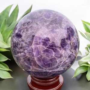 Esfera de cristal de amatista natural, Bola de cuarzo púrpura para curar Feng Shui de lujo, piedra de Reiki de ensueño tradicional religiosa, 1 lb - Product Image 2