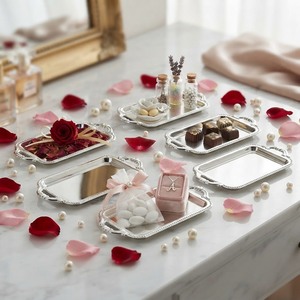 Plateau de service mini en acrylique argenté pour mariages, Noël, Halloween - Vente en gros, élégant, décoratif, pour bonbons, chocolats, cadeaux de fête - Product Image 5