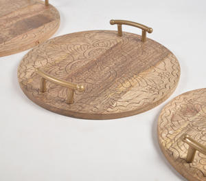 ชุดถาดไม้ทรงกลมสุดสร้างสรรค์พร้อมที่จับ3ชิ้นสำหรับงานฝีมือจากโรงงานโดยตรง - Product Image 2