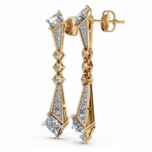 Pendientes de Diseño de Nebulosa Celestial de Oro de 9KT Premium, Joyería de Corte Princesa y Redondo Cultivada en Laboratorio, Proveedor Mayorista B2B para Exportación - Product Image 1