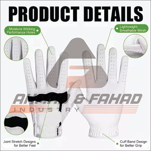 ถุงมือกอล์ฟหนังแกะสีขาวสำหรับผู้หญิงผู้ชาย, ทนทานทุกสภาพอากาศสวมใส่กีฬาหนังแท้ระบายอากาศได้ด้ามจับนุ่มคุณสมบัติกันลื่น - Product Image 2
