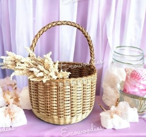 New Hot Sale Woven Holiday <b>Basket</b> Bamboo Gift <b>Basket</b> Flowers and Christmas Gift <b>Basket</b> <b>With</b> <b>Handle</b> Flower Decorative <b>Basket</b> - Product Image 6