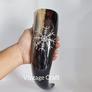 Authentique Médiéval Inspiré 400ml Viking Vin Mead Tasse Naturel Vintage Artisanat Écologique Sculpté Animal Corne À Boire - Product Image 2