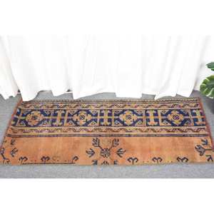 Vintage 16x4ft tapis turc classique Orange noir Design laine grande surface Rectangle Patchwork peluche Haliack Latex pour couloir chambre - Product Image 1