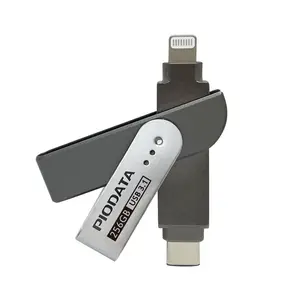 PioData iXflash 256G MFi認定フラッシュペンドライブforiPhone/iPad/Mac/PC USB3.1 Type C Lightning外部ストレージメモリ