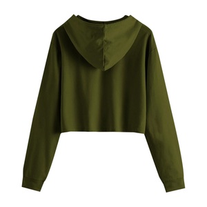 Sweat-shirts à capuche pour femmes, printemps, automne, hiver, vêtements de rue décontractés, sweats à capuche courts, manches longues, épaules tombantes, hauts courts pour femmes - Product Image 4