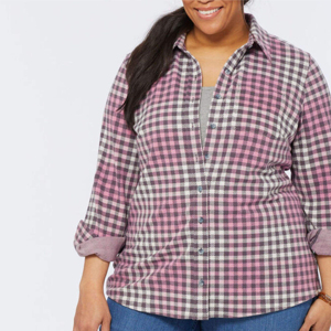 Chemise en flanelle classique tissée avec décoration à boutons pour femmes de grande taille du fabricant personnalisé OEM pour une utilisation décontractée et en plein air - Product Image 4