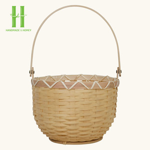Cesta de Bambú con Asa para Regalo, Decoración Natural Hecha a Mano, Cesta de Mimbre Vintage para Flores, Color Natural, Regalo Floral - Product Image 5
