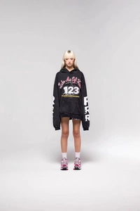 เสื้อฟลีซผู้ชายใส่ได้ทั้งชายและหญิง, เสื้อผ้าแนวสตรีทผ้าคอตตอนสีล้วนมีฮู้ดลำลองพิมพ์ลายสกรีนโลโก้ฤดูหนาว - Product Image 5