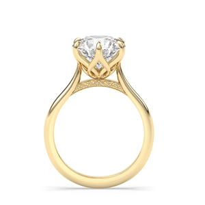 Bague de fiançailles solitaire de luxe vintage pour femme en moissanite portugaise taille brillant, en argent sterling 925 plaqué or jaune 18 carats - Product Image 2
