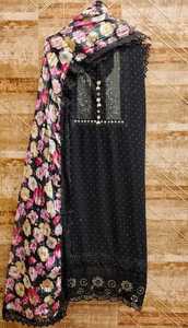 Nouvelle robe Salwar Kameez en coton Fox Jorjat pour femmes, matière de costume avec broderie pour la vente en gros - Product Image 4