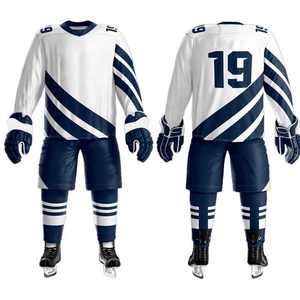 Premium personalizado de secado rápido con cuello en V a rayas hombres Hockey sobre hielo Jersey sublimación impresa OEM conjuntos de ropa deportiva - Product Image 1