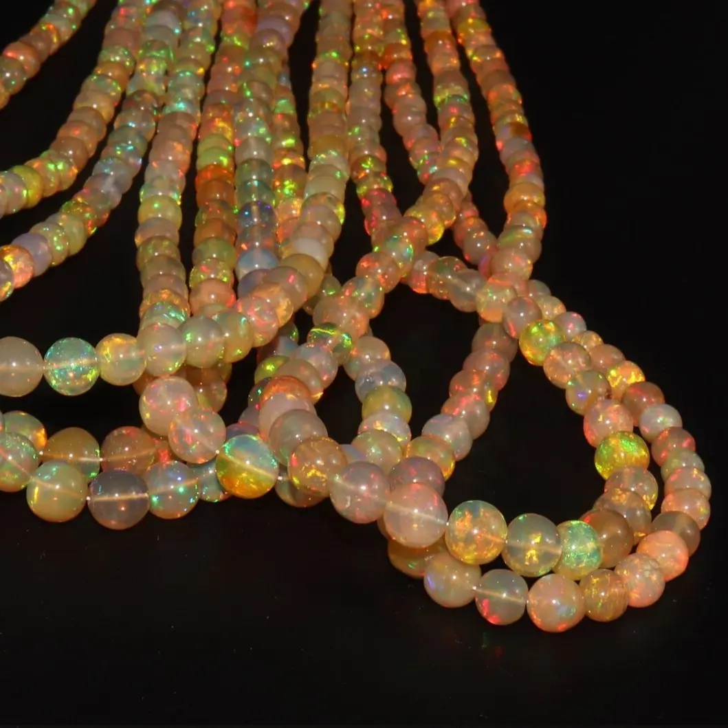 Hochwertige natürliche gelbe äthiopische Opal runde Perlen 3 MM 4 MM 6 MM Perlen Stränge