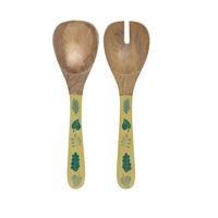 Couverts de service à salade au design classique à un prix raisonnable, taille et forme personnalisées, couverts en bois d'acacia, ensemble de 5 pour la maison